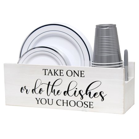 Elegant Designs Kitchen Organizer Take One or do the Dishes You Choose Script in Black, Marker Slot, White Wash HG2035-WWH